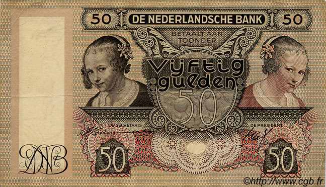 50 Gulden NIEDERLANDE  1941 P.058 fVZ