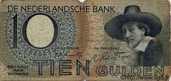 10 Gulden PAESI BASSI  1943 P.059 B