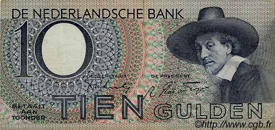 10 Gulden NETHERLANDS  1943 P.059 VF+