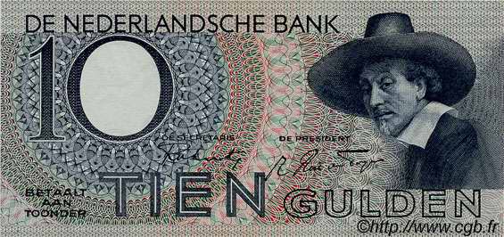 10 Gulden NETHERLANDS  1943 P.059 UNC