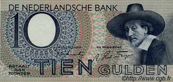 10 Gulden PAíSES BAJOS  1944 P.059 FDC