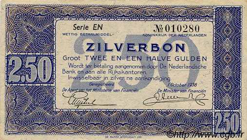 2,5 Gulden NETHERLANDS  1938 P.062 XF-