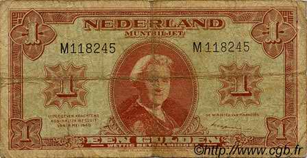 1 Gulden NETHERLANDS  1945 P.070 G