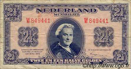 2,5 Gulden NETHERLANDS  1945 P.071 F - VF