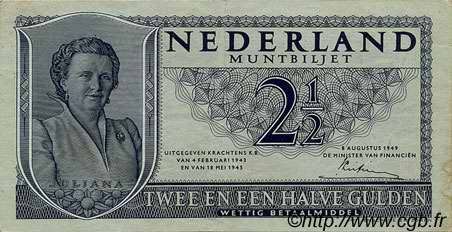 2,5 Gulden NETHERLANDS  1949 P.073 XF