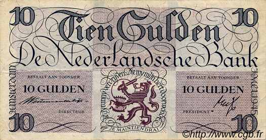 10 Gulden PAíSES BAJOS  1945 P.074 RC+