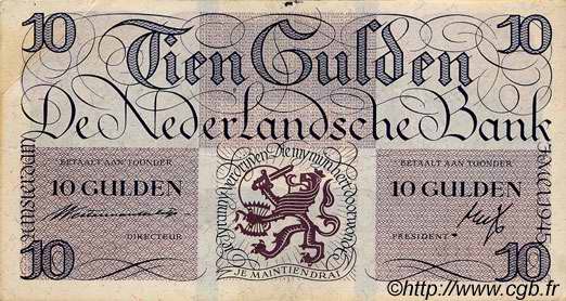 10 Gulden NETHERLANDS  1945 P.074 VF+