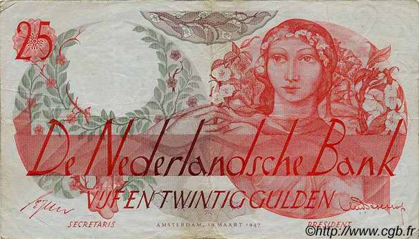 25 Gulden NIEDERLANDE  1947 P.081 SS