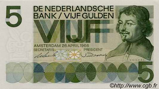 5 Gulden PAíSES BAJOS  1966 P.090a SC+