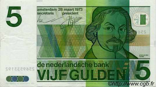 5 Gulden PAYS-BAS  1973 P.095 SUP