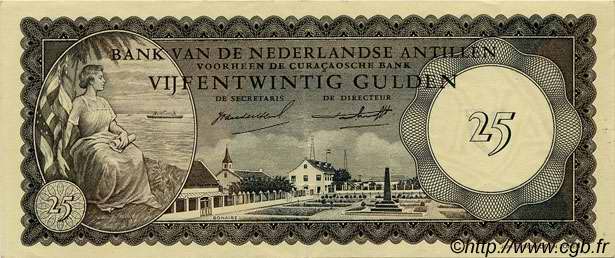 25 Gulden NETHERLANDS ANTILLES  1962 P.03a XF+