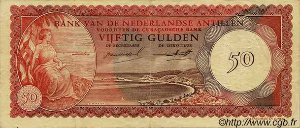 50 Gulden NETHERLANDS ANTILLES  1962 P.04a VF