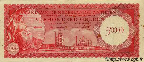 500 Gulden NETHERLANDS ANTILLES  1962 P.07a MBC