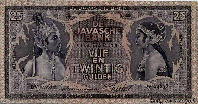 25 Gulden NETHERLANDS INDIES  1935 P.080 UNC-