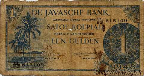 1 Gulden NETHERLANDS INDIES  1948 P.098 G