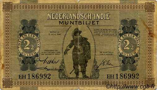2,5 Gulden INDIAS NEERLANDESAS  1940 P.109 RC+