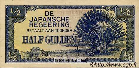 1/2 Gulden NETHERLANDS INDIES  1942 P.122b AU