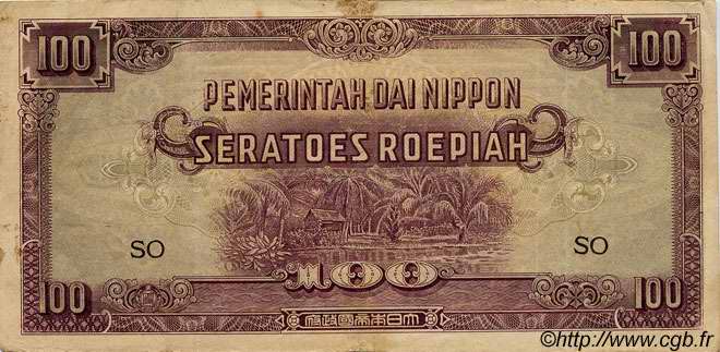 100 Roepiah INDIE OLANDESI  1944 P.126b q.BB a BB