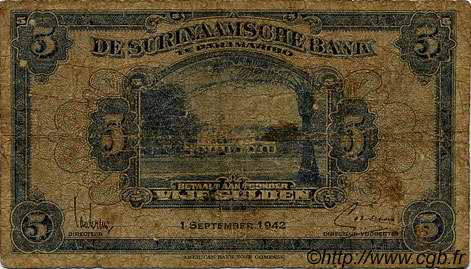 5 Gulden SURINAME  1942 P.088 B