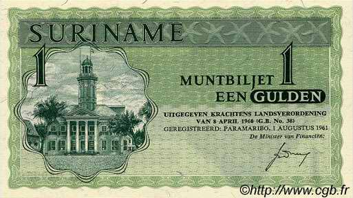 1 Gulden SURINAM  1961 P.116a UNC