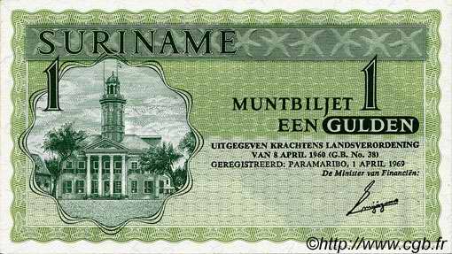 1 Gulden SURINAM  1969 P.116a AU