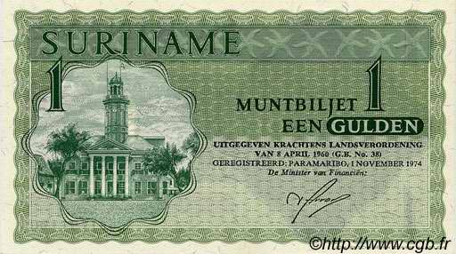 1 Gulden SURINAME  1974 P.116d FDC