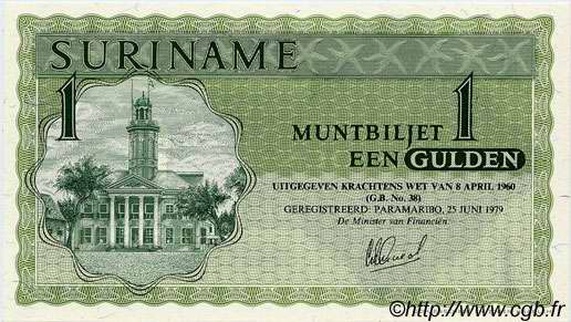 1 Gulden SURINAM  1979 P.116e UNC-