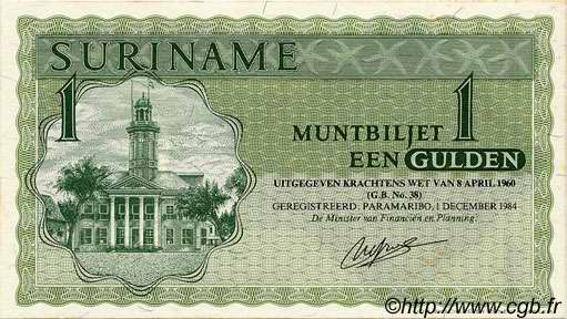 1 Gulden SURINAM  1984 P.116h UNC-