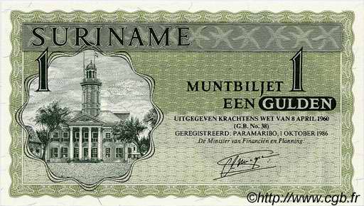 1 Gulden SURINAM  1986 P.116i UNC