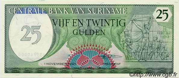 25 Gulden SURINAM  1985 P.127b NEUF
