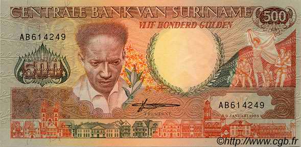 500 Gulden SURINAM  1988 P.135b ST