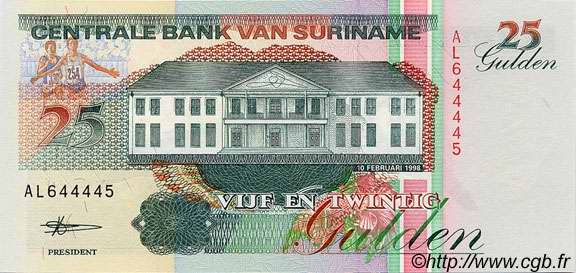 25 Gulden SURINAM  1998 P.138d UNC