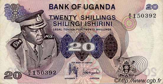 20 Shillings UGANDA  1973 P.07a VF