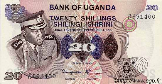 20 Shillings UGANDA  1973 P.07c VF+