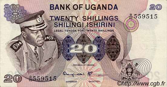 20 Shillings UGANDA  1973 P.07c FDC