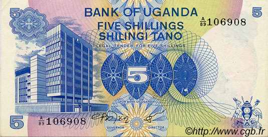 5 Shillings UGANDA  1979 P.10 EBC+