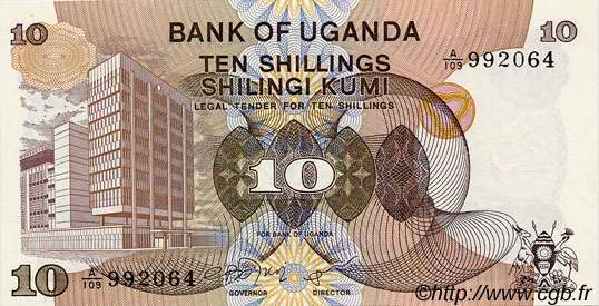10 Shillings UGANDA  1979 P.11a UNC