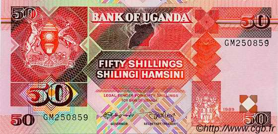 50 Shillings UGANDA  1989 P.30b ST
