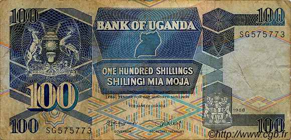 100 Shillings UGANDA  1988 P.31b S