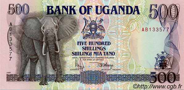 500 Shillings UGANDA  1991 P.33a UNC