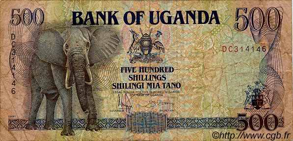 500 Shillings UGANDA  1991 P.33b BC