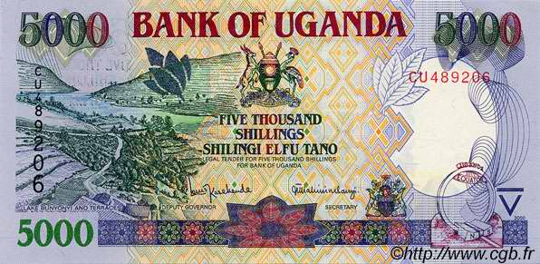 5000 Shillings UGANDA  2000 P.40 UNC