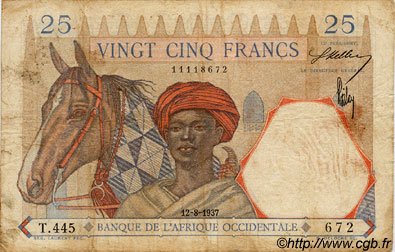 25 Francs AFRIQUE OCCIDENTALE FRANÇAISE (1895-1958)  1937 P.22 TB