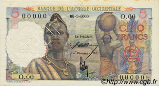5 Francs Spécimen FRENCH WEST AFRICA (1895-1958)  1943 P.36s AU+