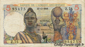 5 Francs FRENCH WEST AFRICA  1948 P.36 BC