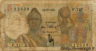 5 Francs FRENCH WEST AFRICA (1895-1958)  1950 P.36 G