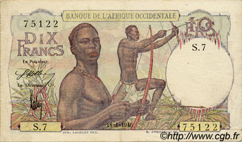 10 Francs FRENCH WEST AFRICA  1946 P.37 VF