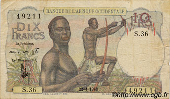 10 Francs FRENCH WEST AFRICA  1948 P.37 MB