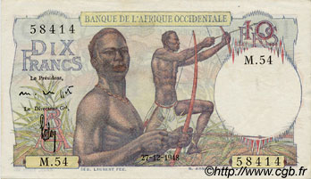10 Francs FRENCH WEST AFRICA  1948 P.37 VZ+
