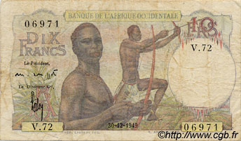 10 Francs FRENCH WEST AFRICA  1949 P.37 F